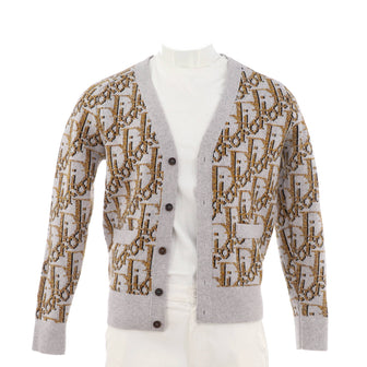 Christian Dior Men's V-Neck Button Up Cardigan Oblique Wool