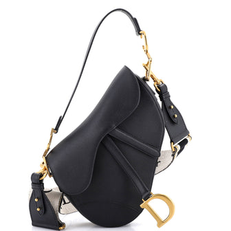 Christian Dior Saddle Handbag with Strap Leather Medium
