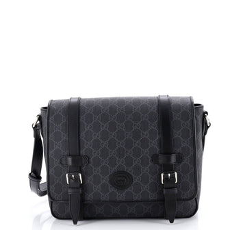 Gucci Interlocking G Patch Messenger Bag GG Coated Canvas with Leather Medium