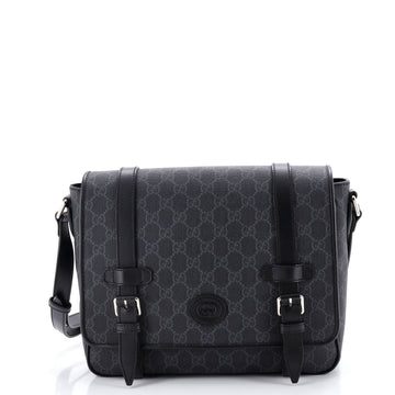 Gucci Interlocking G Patch Messenger Bag GG Coated Canvas with Leather Medium