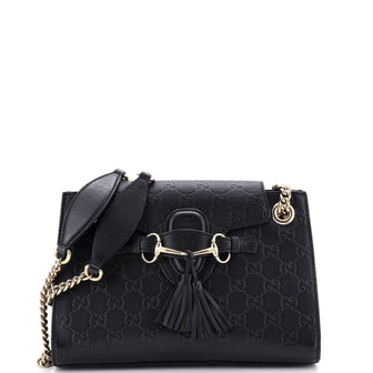 Gucci Emily Chain Flap Shoulder Bag Guccissima Leather Small