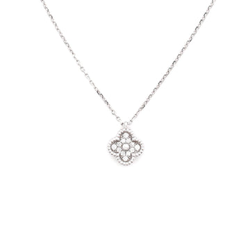 Van Cleef & Arpels Sweet Alhambra Pendant Necklace 18K White Gold with Diamonds