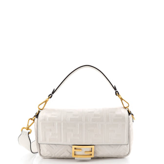 Fendi Baguette NM Bag Zucca Embossed Leather Medium
