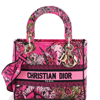 Christian Dior Lady D-Lite Bag Embroidered Canvas Medium