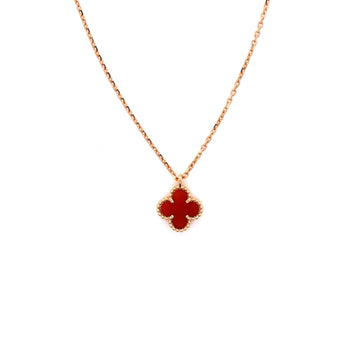 Van Cleef & Arpels Sweet Alhambra Pendant Necklace 18K Rose Gold and Carnelian