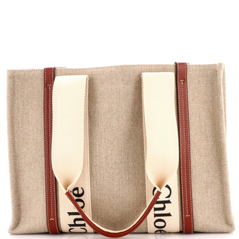 Chloe Woody Tote Canvas with Leather Medium