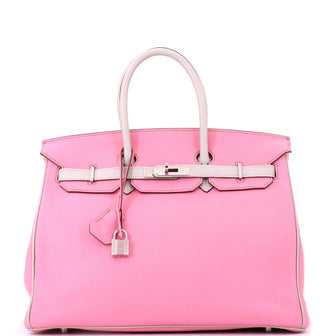 Hermes Birkin Handbag Bicolor Togo with Palladium Hardware 35
