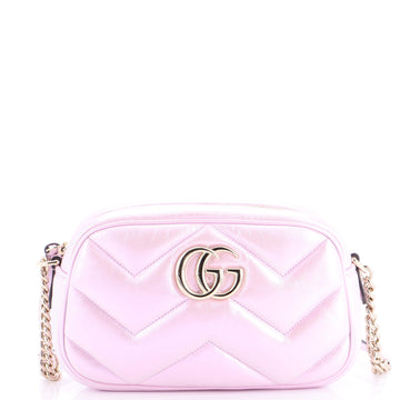 Gucci GG Marmont Shoulder Bag Chevron Iridescent Leather Small