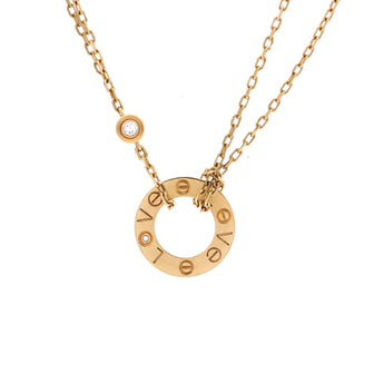 Cartier 2 Diamonds Love Pendant Necklace 18K Yellow Gold and Diamonds