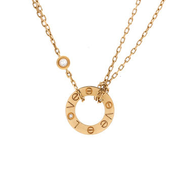 Cartier 2 Diamonds Love Pendant Necklace 18K Yellow Gold and Diamonds