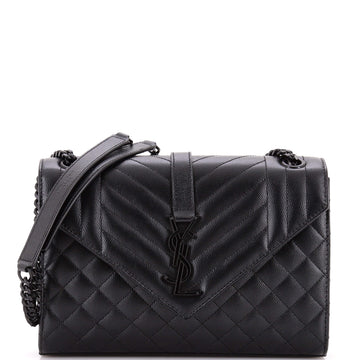 Saint Laurent Classic Monogram Envelope Satchel Mixed Matelasse Leather Medium