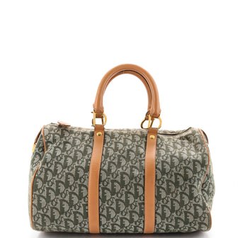 Christian Dior Vintage Trotter Boston Bag Diorissimo Canvas Medium