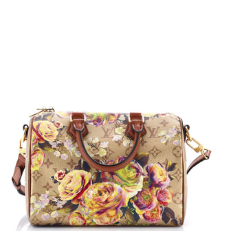 Louis Vuitton Speedy Bandouliere Bag Limited Edition Flowers Monogram Canvas 25