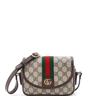 Gucci Ophidia Flap Shoulder Bag GG Coated Canvas Mini