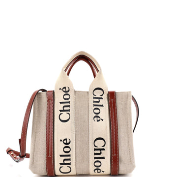 Chloe Woody Tote Canvas with Leather Small