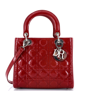 Christian Dior Lady Dior Bag Cannage Quilt Patent Medium