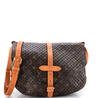 Louis Vuitton Flore Saumur Handbag Perforated Monogram Canvas