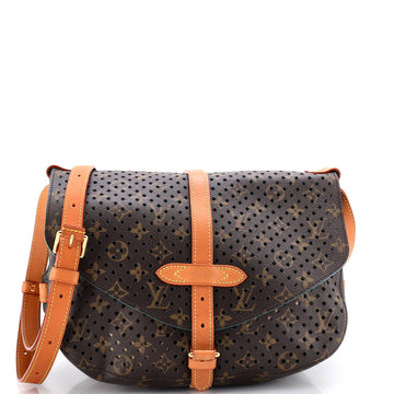 Louis Vuitton Flore Saumur Handbag Perforated Monogram Canvas