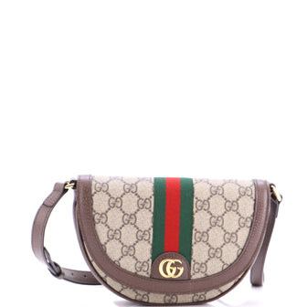 Gucci Ophidia Curved Flap Shoulder Bag GG Coated Canvas Mini