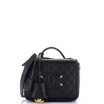 Chanel Filigree Vanity Case Quilted Caviar Medium