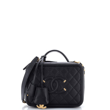 Chanel Filigree Vanity Case Quilted Caviar Medium