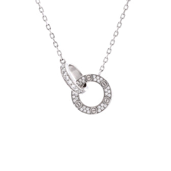 Cartier Love Interlocking Pave Necklace 18K White Gold and Diamonds