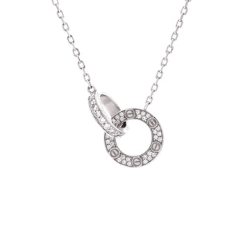 Cartier Love Interlocking Pave Necklace 18K White Gold and Diamonds