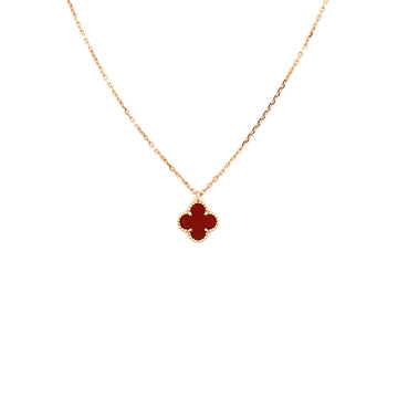 Van Cleef & Arpels Sweet Alhambra Pendant Necklace 18K Rose Gold and Carnelian