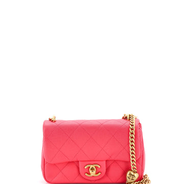 Chanel Sweet Heart Chain Flap Bag Quilted Caviar Mini