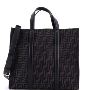 Fendi Convertible Open Tote Zucca Jacquard Fabric and Leather Large
