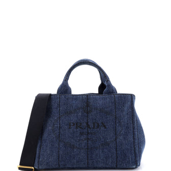 Prada Canapa Convertible Tote Denim Mini