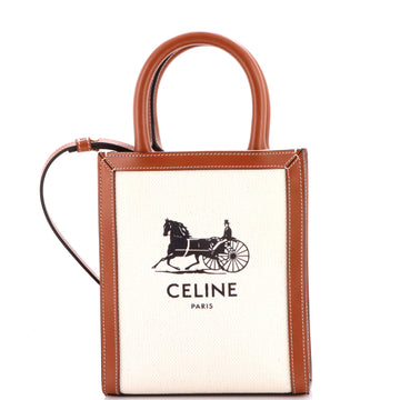 Celine Sulky Vertical Cabas Tote Canvas with Leather Mini