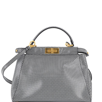 Fendi Peekaboo Bag Check Print Leather Regular