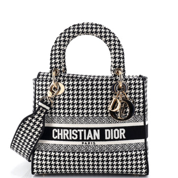 Christian Dior Lady D-Lite Bag Houndstooth Canvas Medium