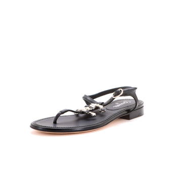 Chanel Women's Star CC T-Strap Sandals Leather