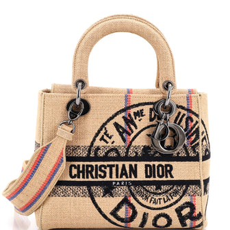 Christian Dior Lady D-Lite Bag Embroidered Raffia Medium