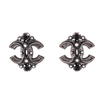 Chanel CC Stud Earrings Metal with Faux Pearls and Crystals