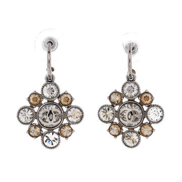 Chanel CC Floral Drop Earrings Metal with Crystals