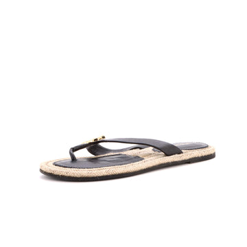 Chanel Women's CC Logo Thong Espadrille Sandals Leather