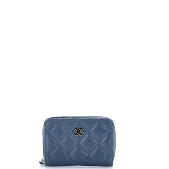 Chanel Zip Around Card Holder Quilted Caviar