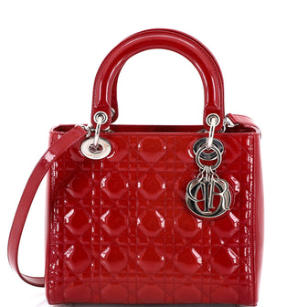 Christian Dior Lady Dior Bag Cannage Quilt Patent Medium