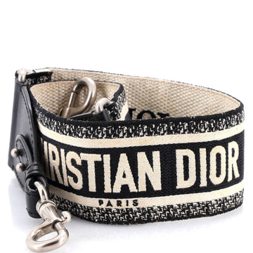 Christian Dior Logo Shoulder Strap Embroidered Canvas Thin