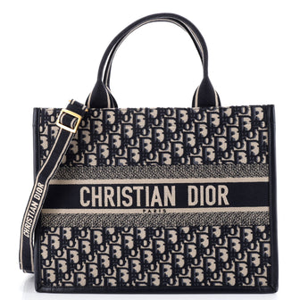 Christian Dior Book Tote with Strap Oblique Canvas Medium