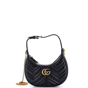 Gucci GG Marmont Half Moon Hobo Matelasse Leather Mini