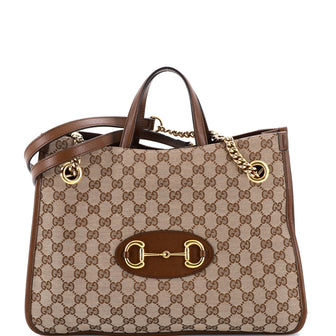 Gucci Horsebit 1955 Chain Tote GG Canvas with Leather Medium