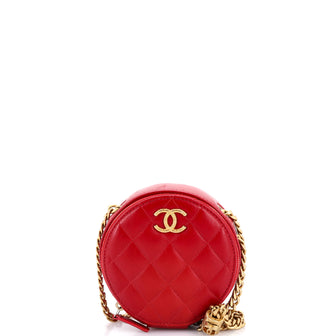 Chanel All Slide Long Round Clutch with Chain Quilted Lambskin
