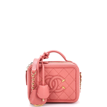 Chanel Filigree Vanity Case Quilted Caviar Small