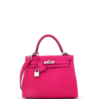 Hermes Kelly Handbag Pink Togo with Palladium Hardware 25