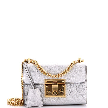 Gucci Padlock Shoulder Bag Textured Metallic Leather Small