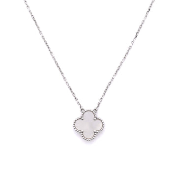 Van Cleef & Arpels Vintage Alhambra Pendant Necklace 18K White Gold and Mother of Pearl